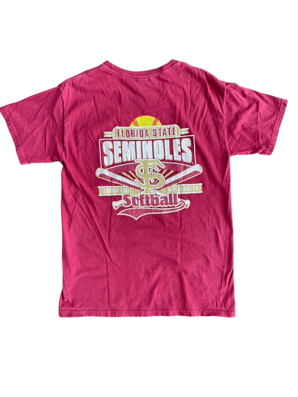 FLORIDA STATE SOFTBALL Maroon Shortsleeve Comfort Wash Crewneck TShirt Medium‎